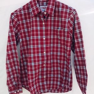 Roper Red Plaid Long Sleeve Fitted Shirt Size S